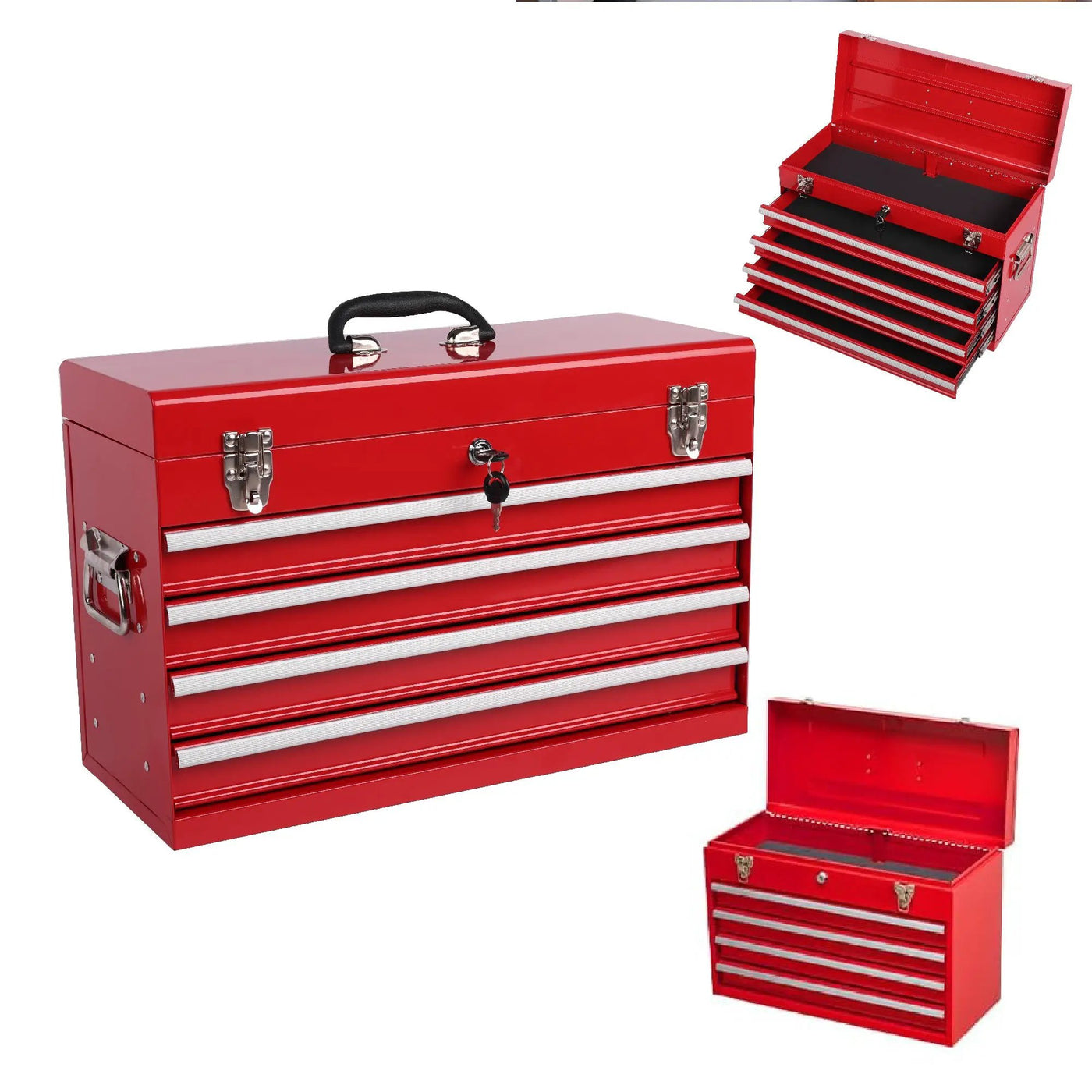 Heavy Duty Metal Tool Box, 21-inch with 4 Drawers by HouseOfZazla