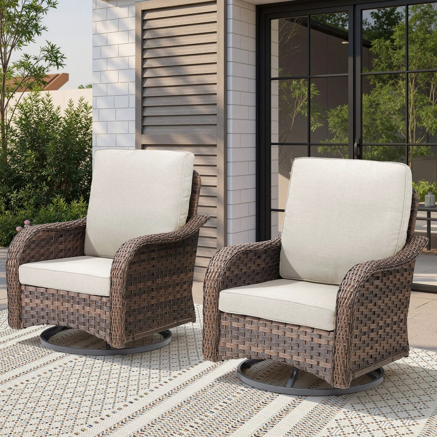 Patio Wicker Rocking Swivel Glider Rocker Chair Set of 2 for Porch by HouseOfZazla