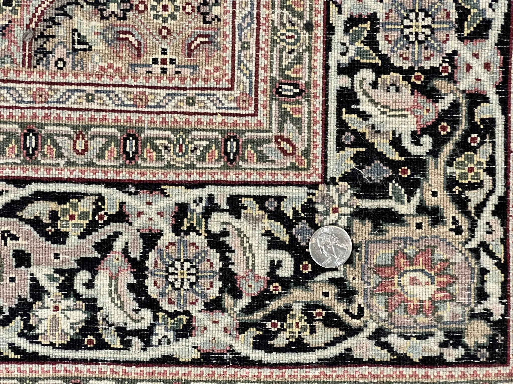 Sino Persian Rug 4x6, Fine Hand Knotted Carpet, Black, Wool, Vintage Rug 4 x 6, Herati Mahi, 300 KPSI by Jewel Rugs