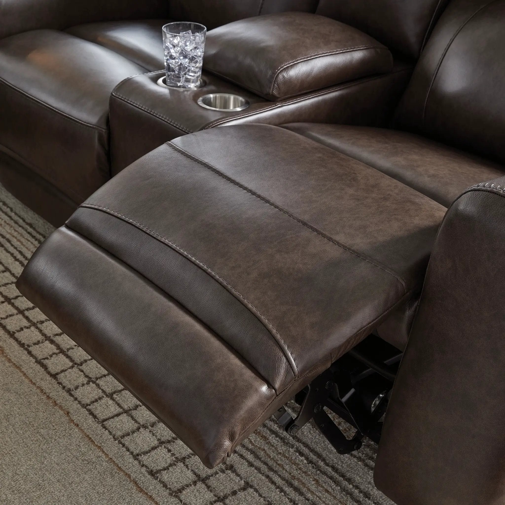 Crossplex - Power Reclining Loveseat / Console / Adjustable Headrest - Smoke by Unique Piece Furniture