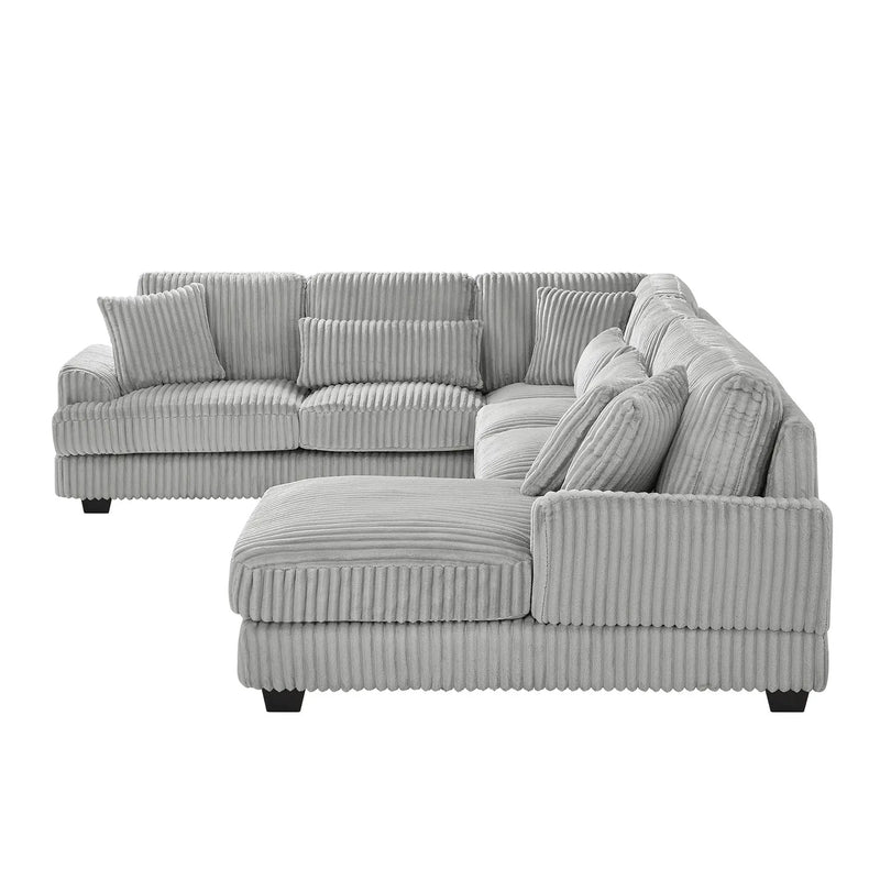 U - Shaped Sectional Sofa With Chaise Lounge, Oversized Living Room Sofa - Gray by HouseOfZazla