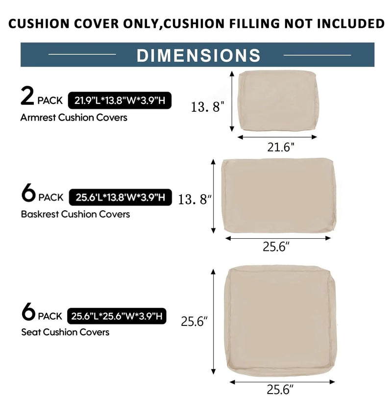 Cushion Covers for 7-Piece (6-Seaters) Wicker Rattan Sectional Sofa - Navy Blue by HouseOfZazla