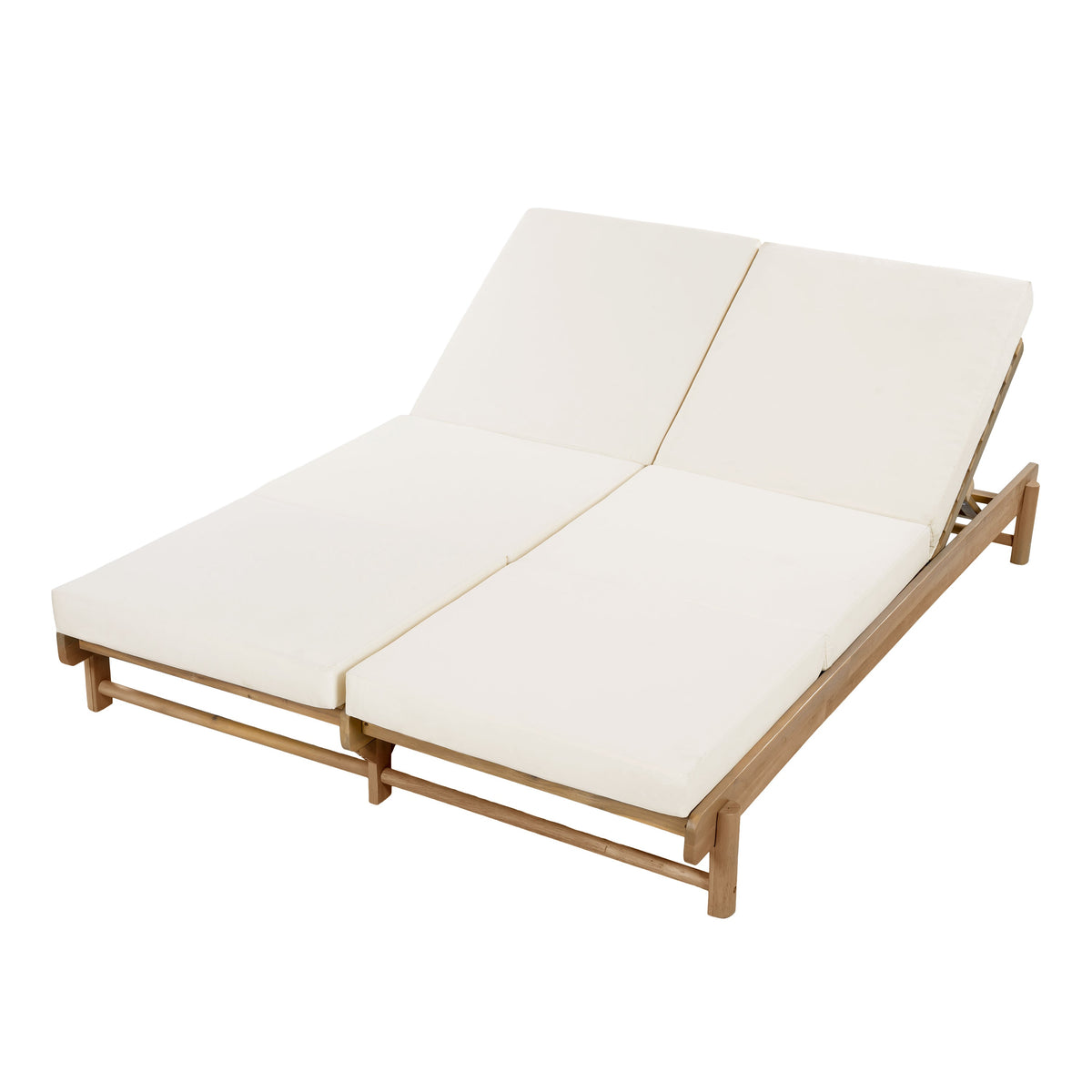Light Teak Acacia Wood Double Chaise Lounger Set, photo 7 of 10