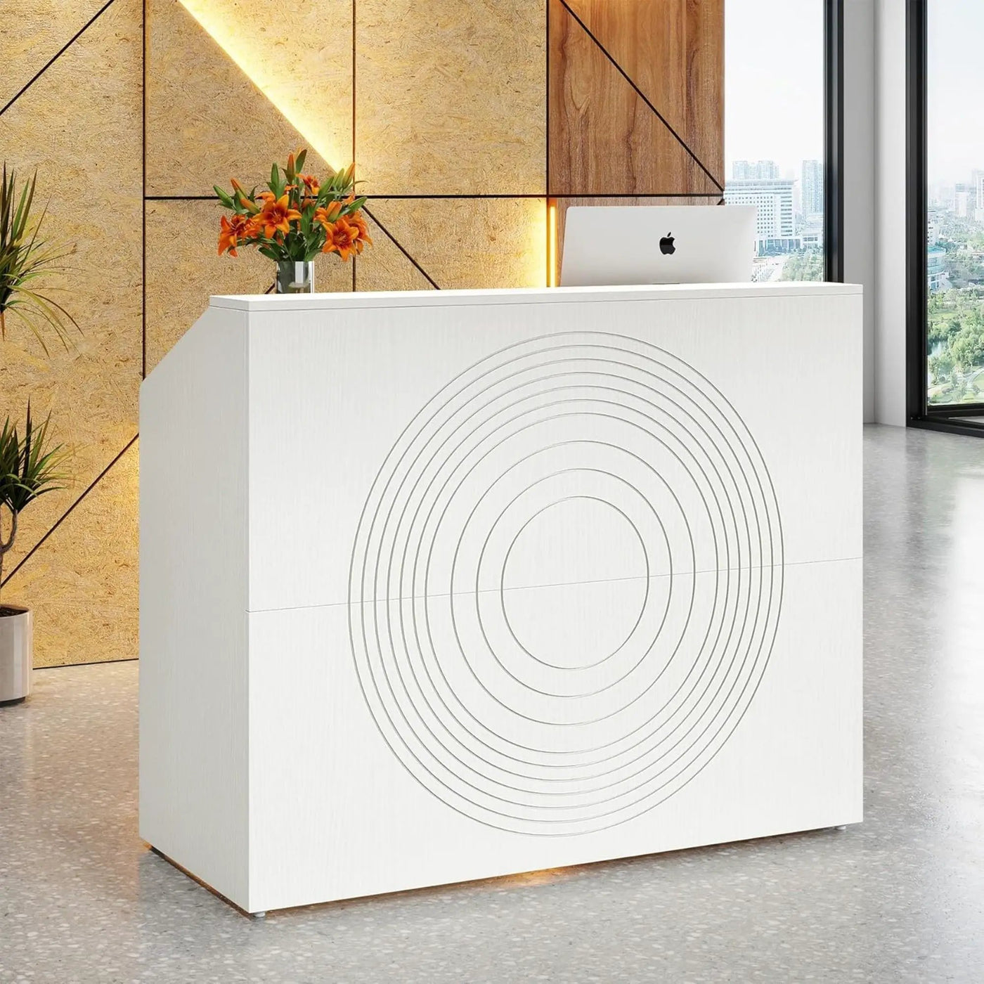 Modern Reception Desk, Front Desk Table With Cable Grommet & Privacy Panels by HouseOfZazla
