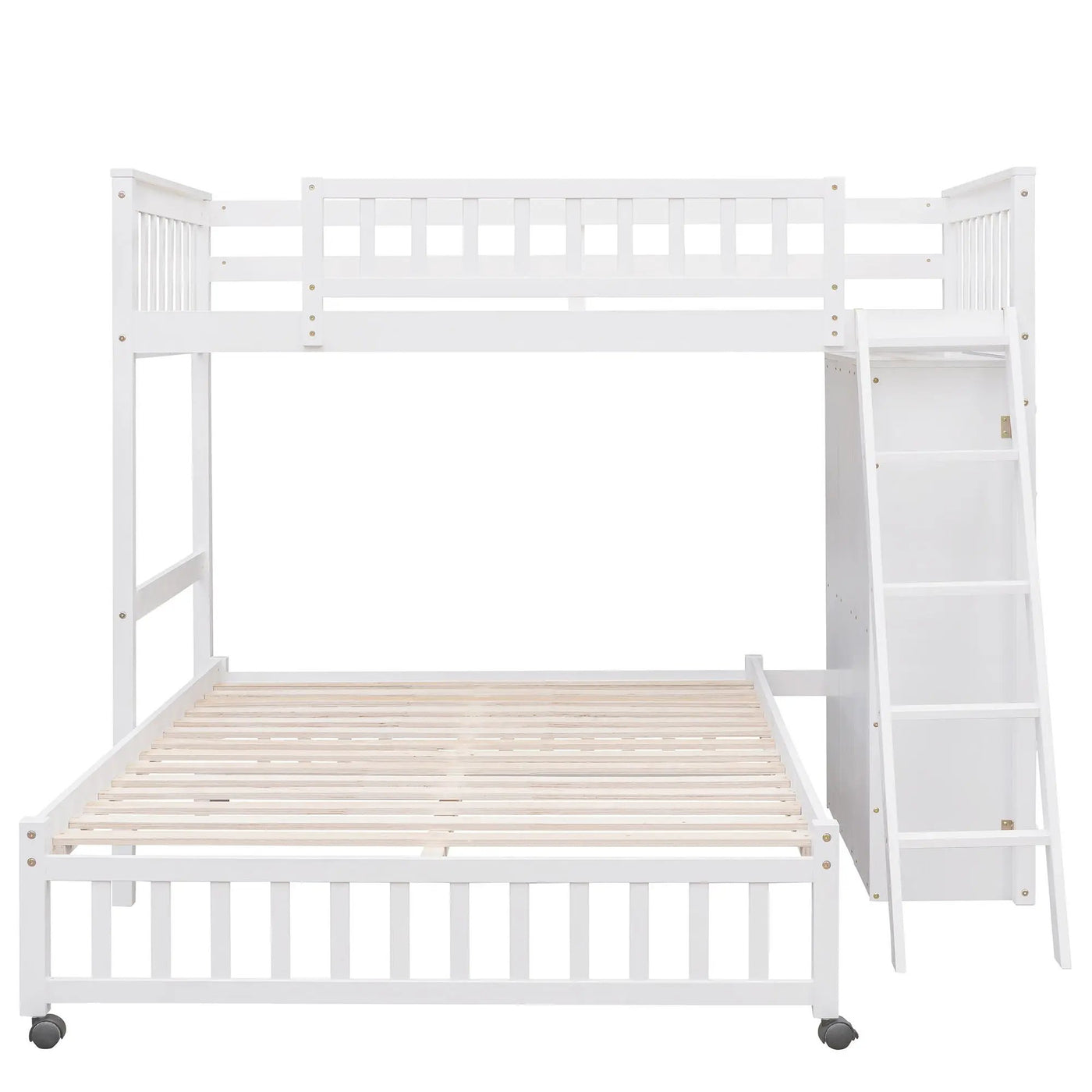 Bunk Bed With 6 Drawers And Flexible Shelves, Bottom Bed With Wheels by HouseOfZazla