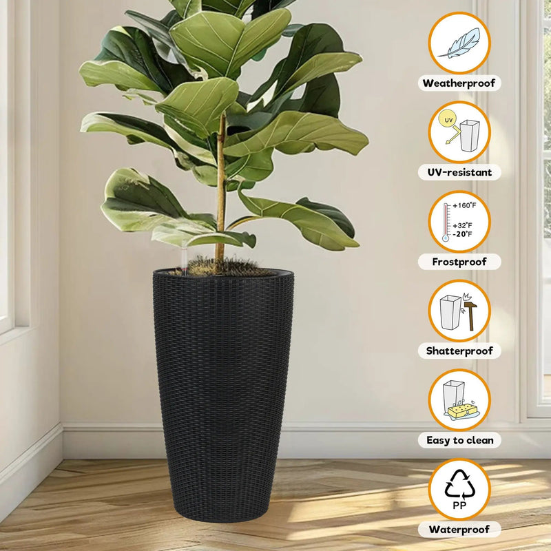 Tall Planters Set With Water Level Monitor And Auto Watering by Unique Piece Furniture