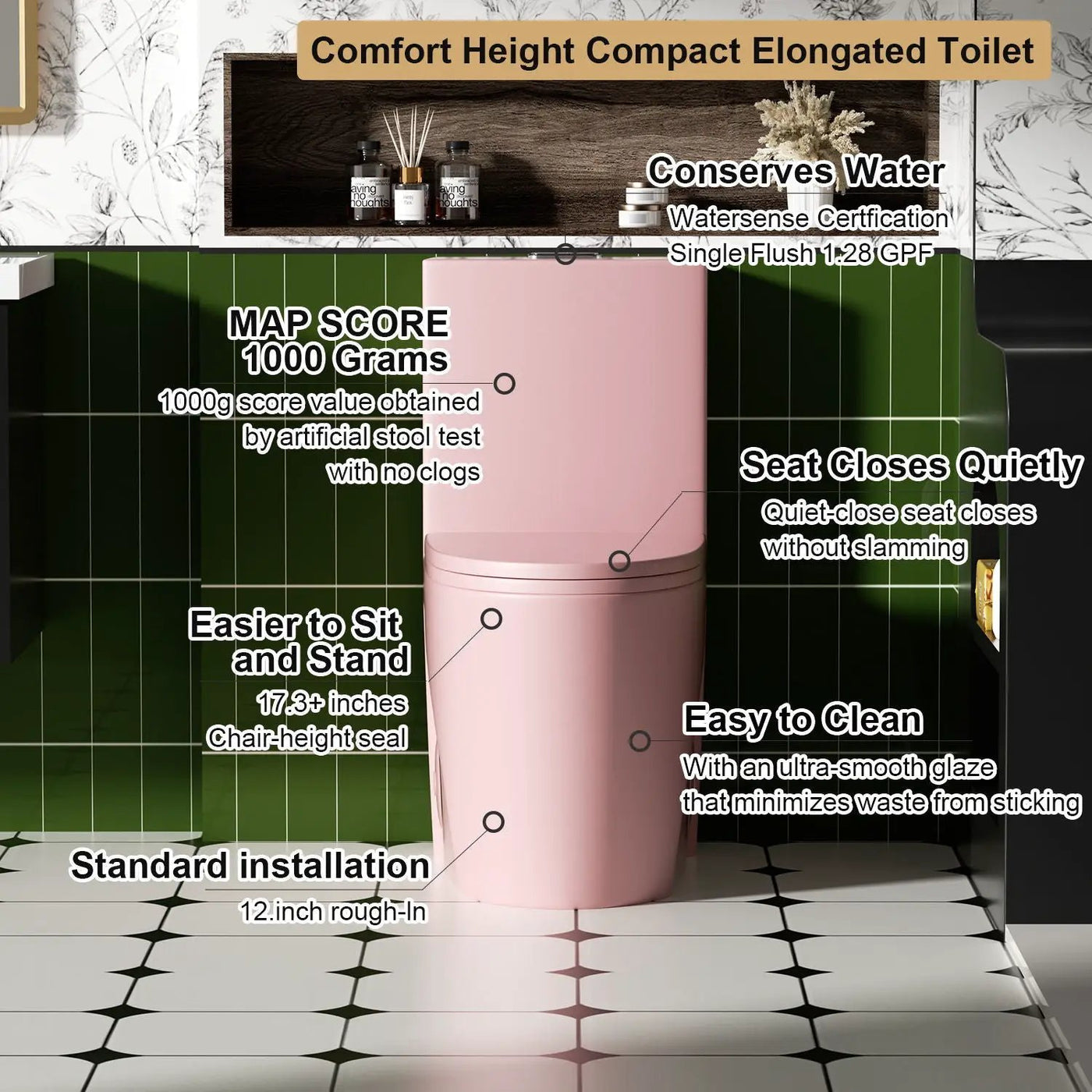 1 Piece Toilet With Tornado Flush, Dual Flush, And ADA Height Comfort Chair by HouseOfZazla
