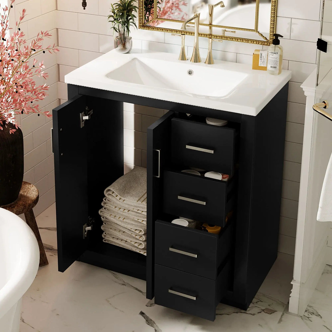 Bathroom Vanity With Sink, Storage Cabinet, Freestanding Set With 3 Drawers & Soft Closing Doors by Unique Piece Furniture