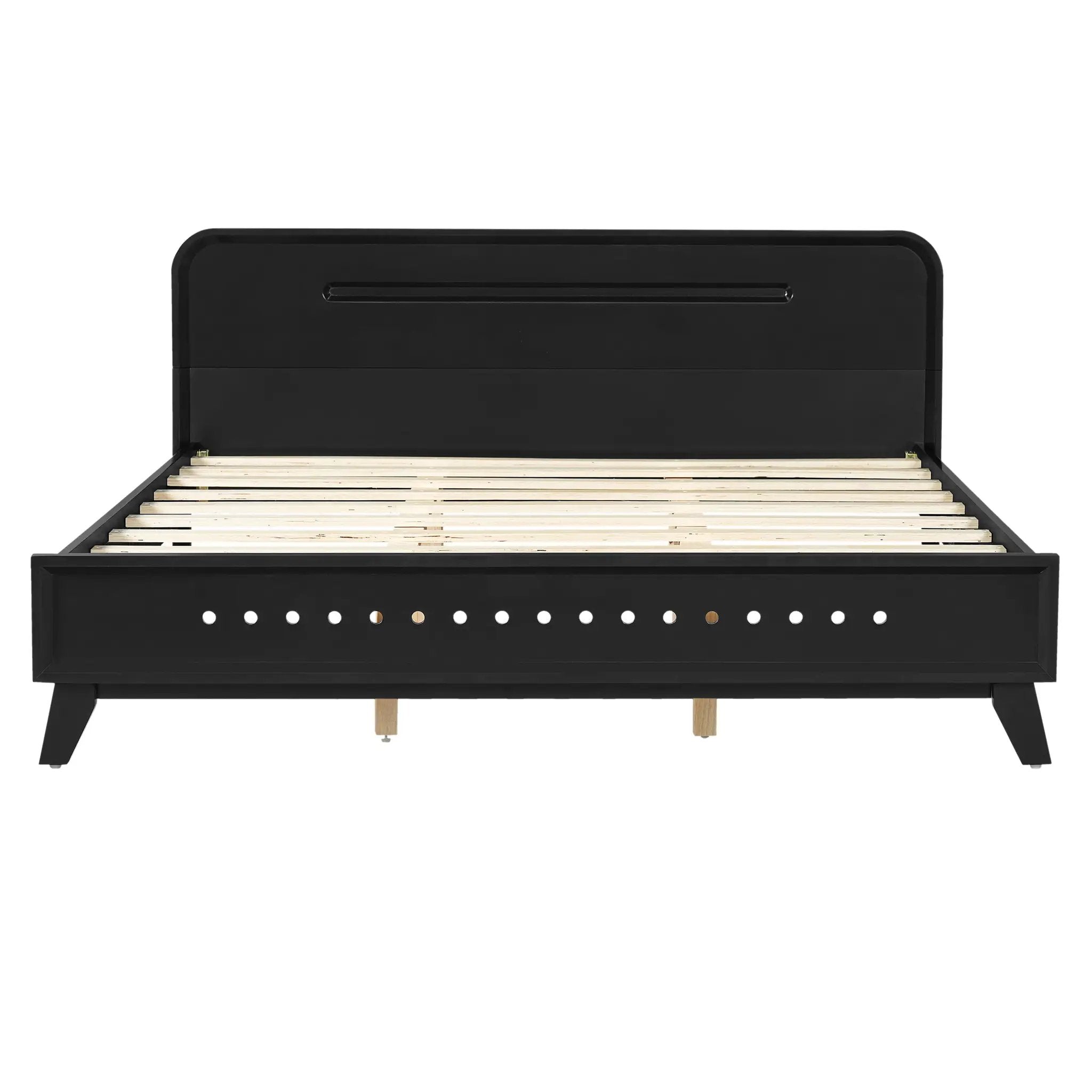 Pine Solid Wood Queen Size Bed, Solid and Stable, No Box Spring Needed by HouseOfZazla