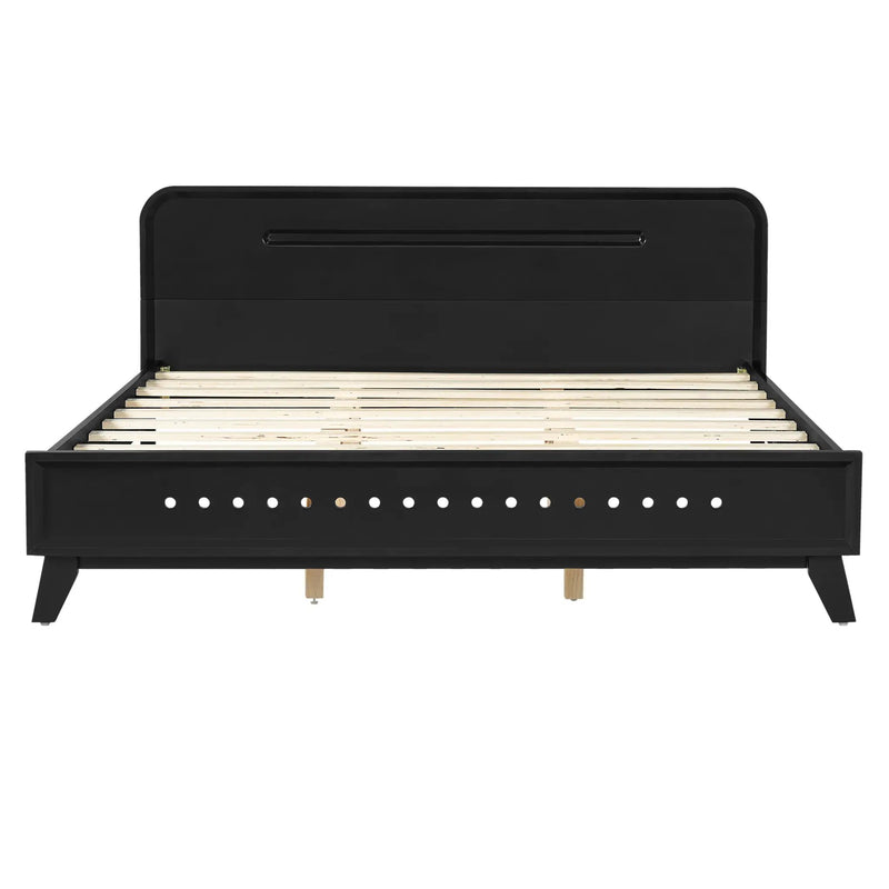 Pine Solid Wood Queen Size Bed, Solid and Stable, No Box Spring Needed by HouseOfZazla