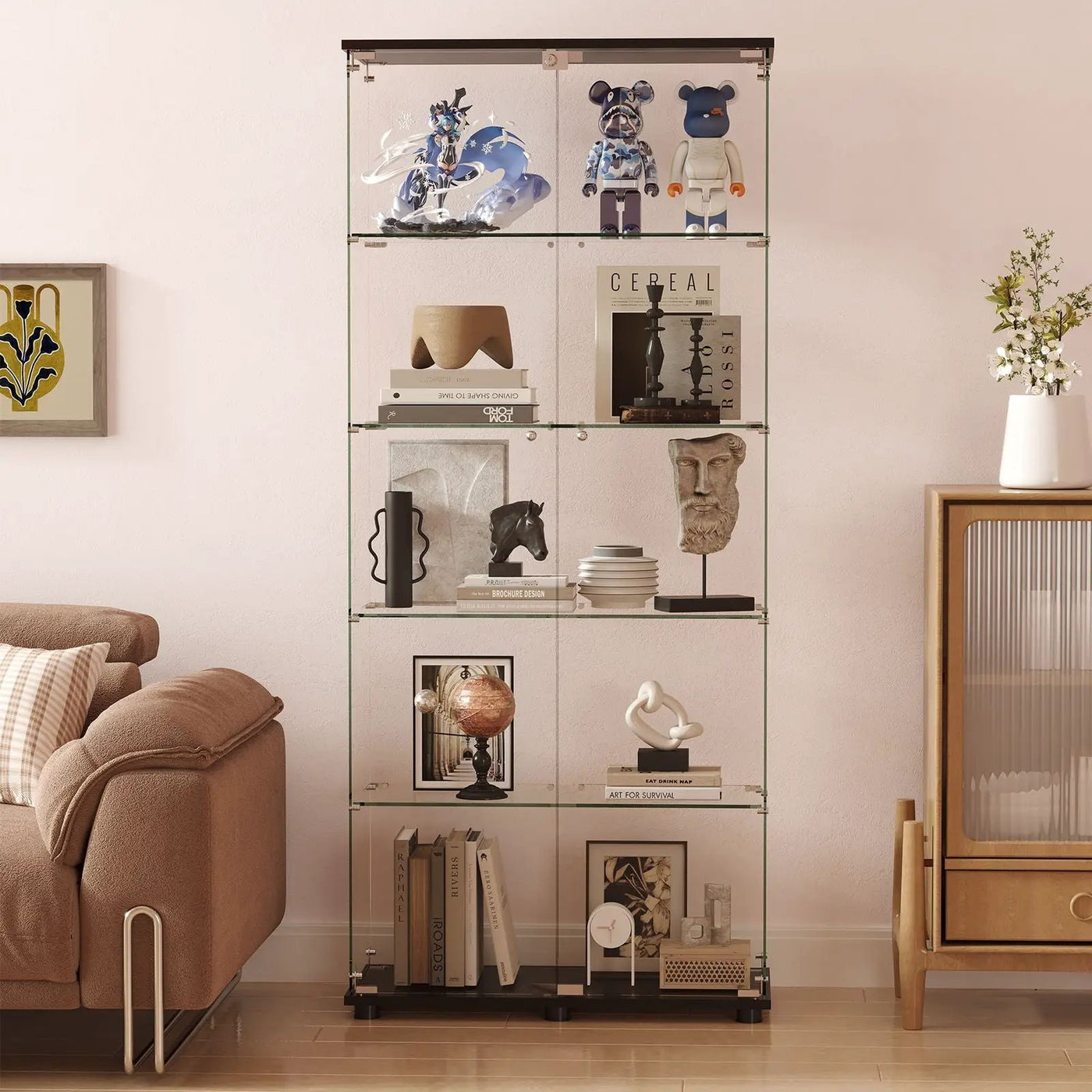 Display Cabinet With Shelf Double Doors And Lock by HouseOfZazla