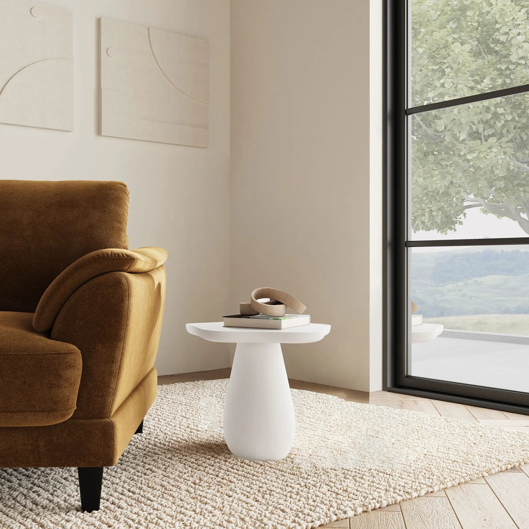 Perth 17-inch Side Table with Cloud-Shaped Top Off White by Unique Piece Furniture