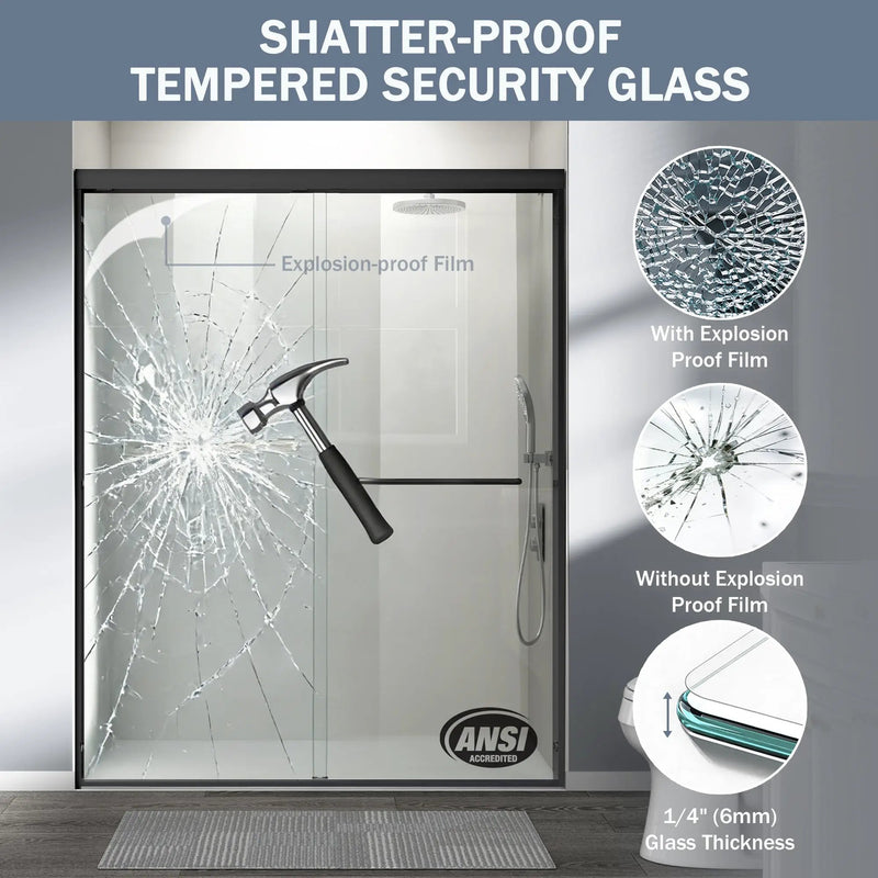 56-60 in. W x 72 in. H Double Sliding Shower Door, Semi-Frameless by HouseOfZazla