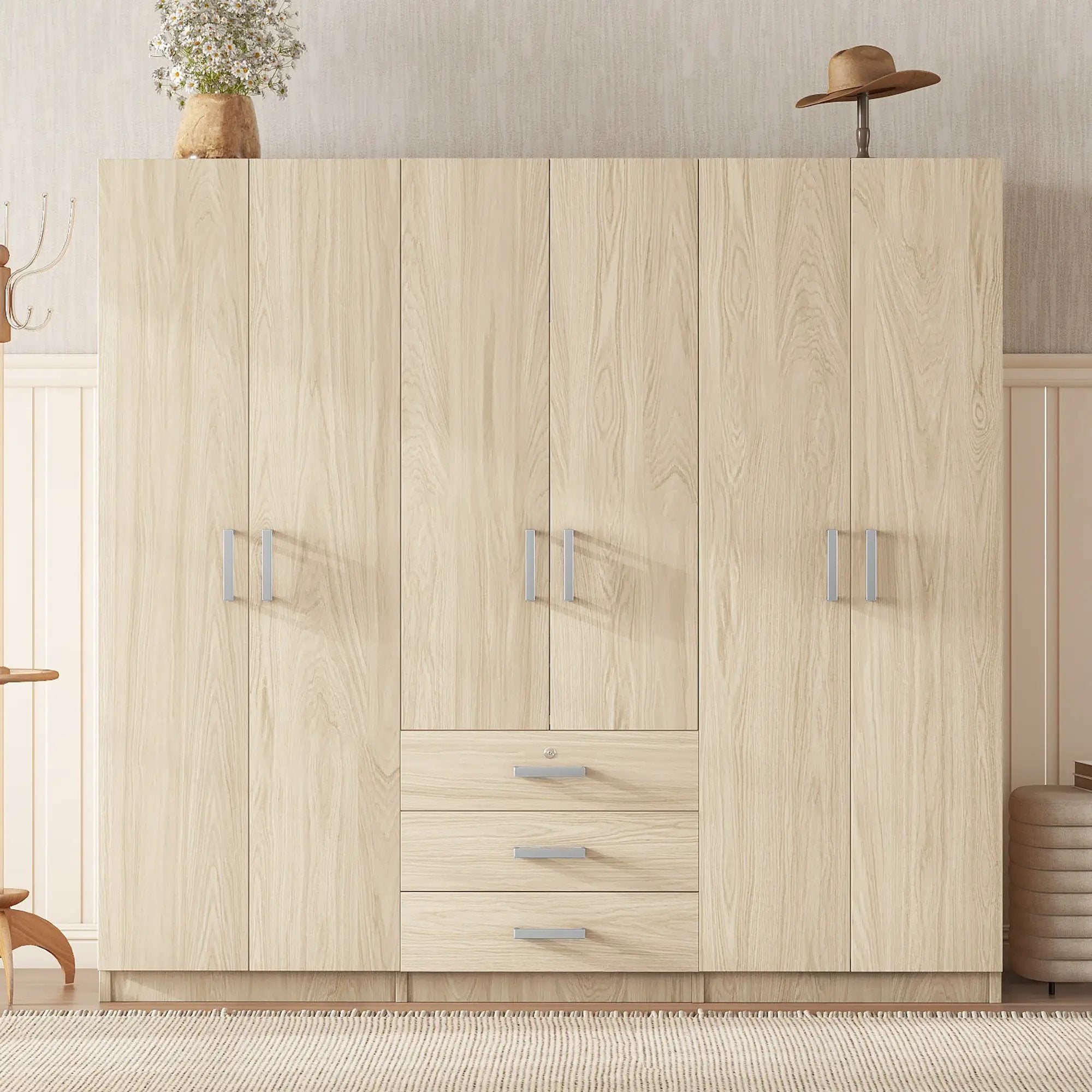 6-Doors Wooden Wardrobe Storage for Bedroom by HouseOfZazla