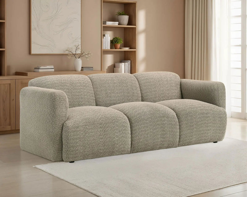 Dorset Fabric Upholstered Round Track Arm Sofa Brown by Unique Piece Furniture