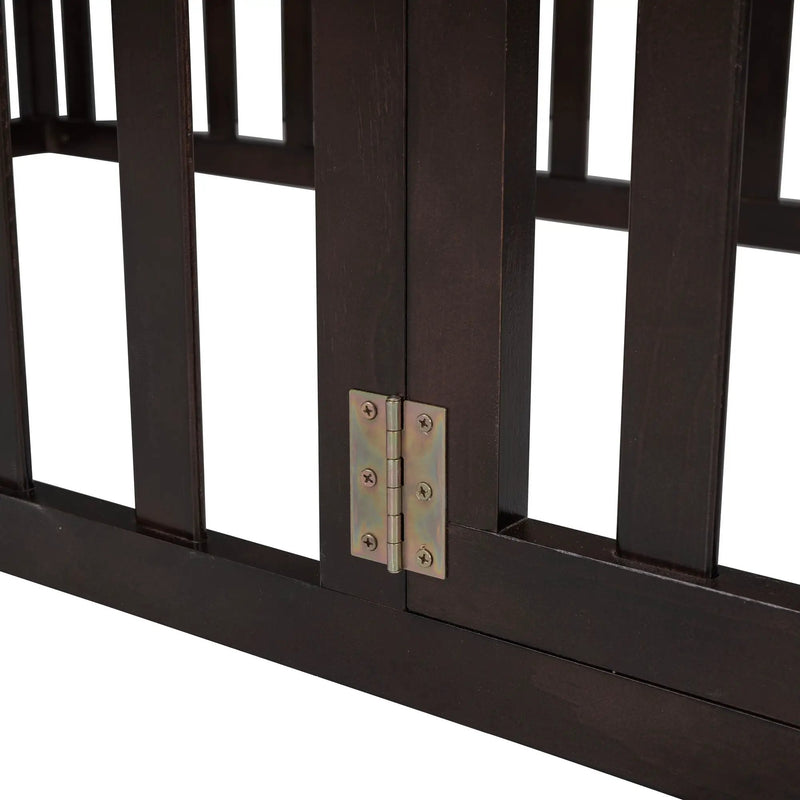 Twin Size Floor Bed Frame With Fence And Door - Walnut by Unique Piece Furniture
