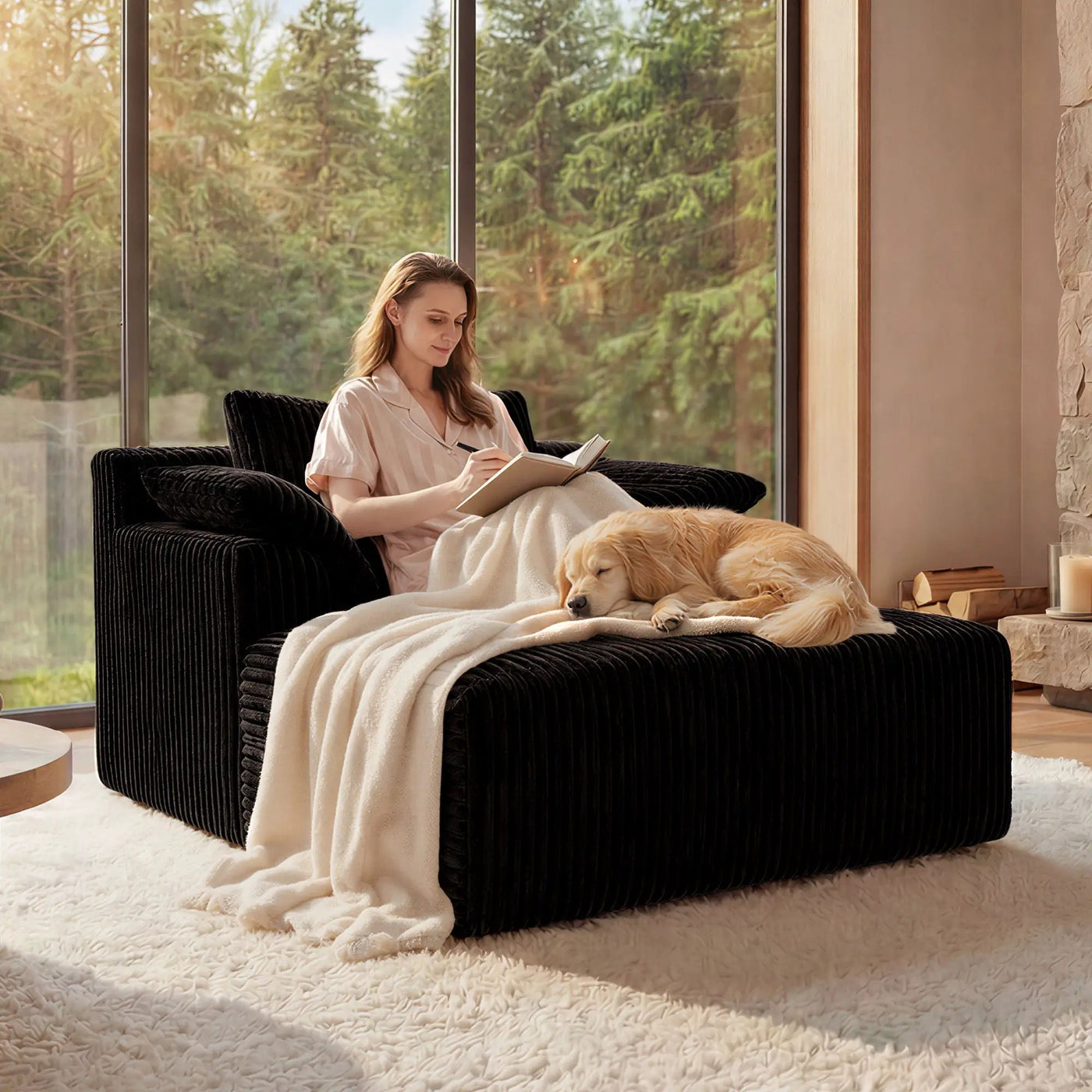 Chaise Lounge Chair, Deep Seat Sleeper Couch For Living Room by HouseOfZazla