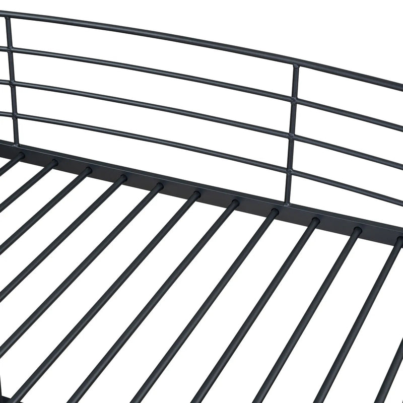Loft Bed With 4 Layers Of Shelves And L-Shaped Desk, Stylish Metal Frame Bed With A Set Of Sockets, USB Ports And And Wireless Charging by HouseOfZazla