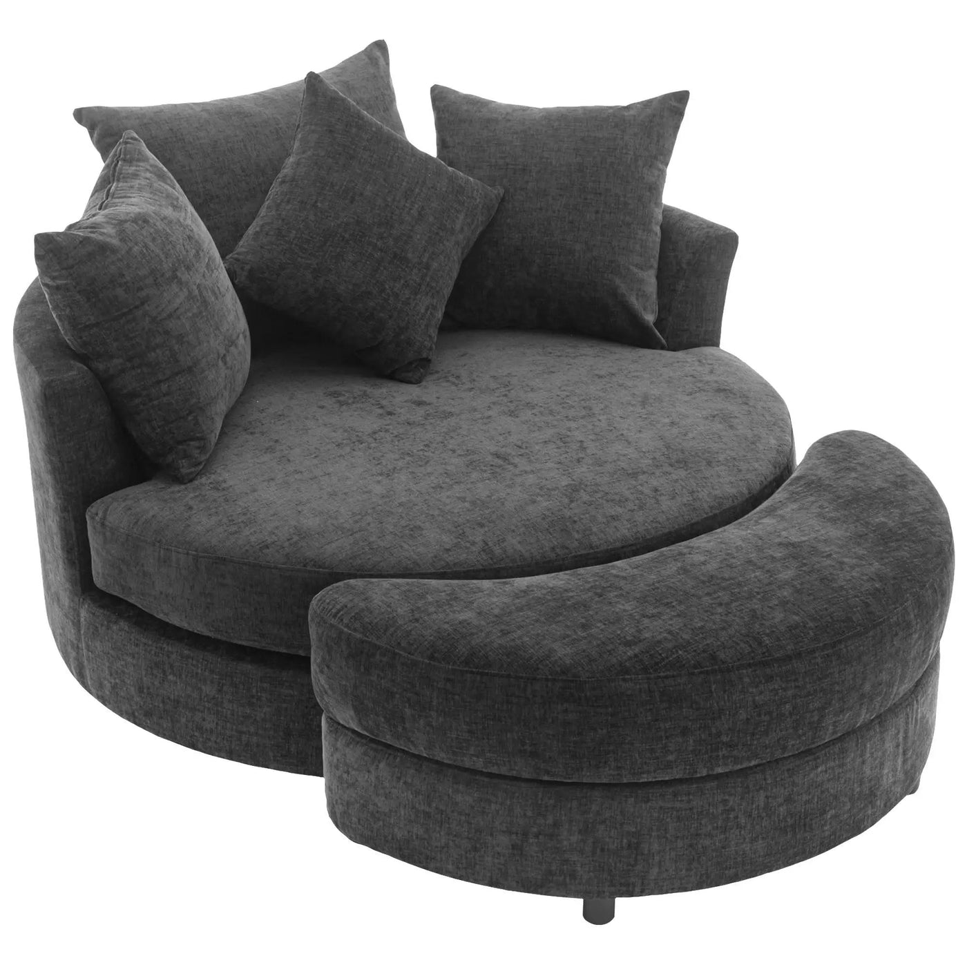 360° Swivel Accent Barrel Chair With Storage Ottoman & 4 Pillows, Modern Leisure Chair Round Accent For Living Room by HouseOfZazla