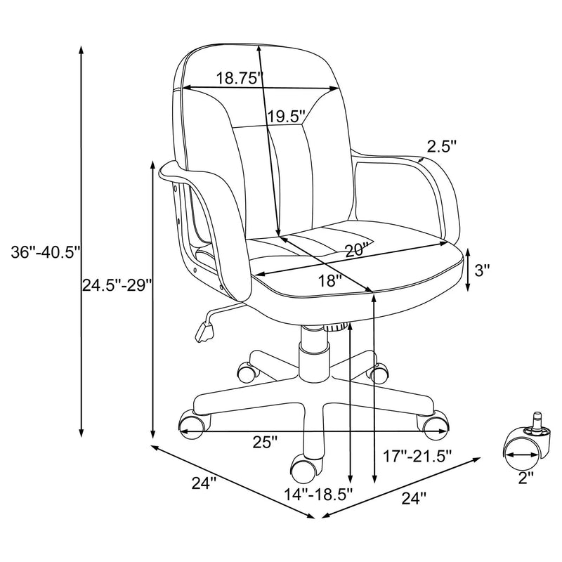 Office Chair With Casters Ergonomic Design For Workspaces - Black by HouseOfZazla