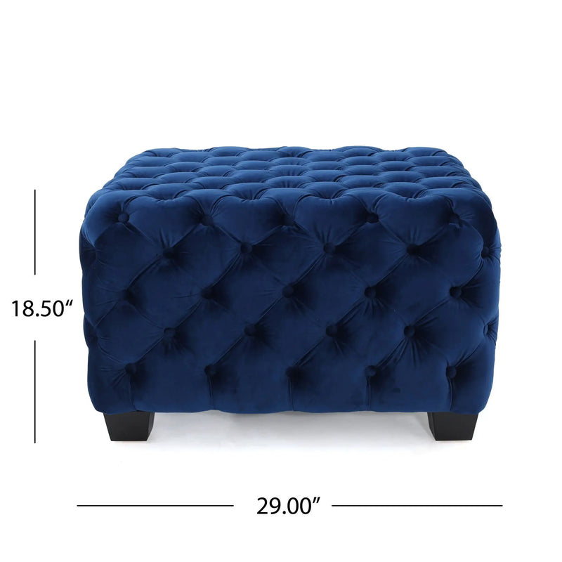 Modern Glam Ottoman with Upholstery and Button Tufted Design by HouseOfZazla