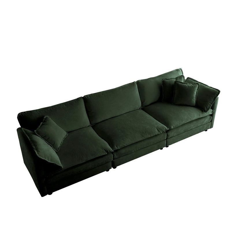 2-Piece Upholstered Sectional Sofa Set in Green Chenille by HouseOfZazla