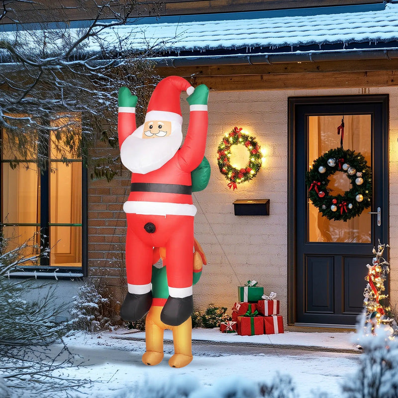 7ft Hanging Christmas Inflatable Santa with Dog by HouseOfZazla