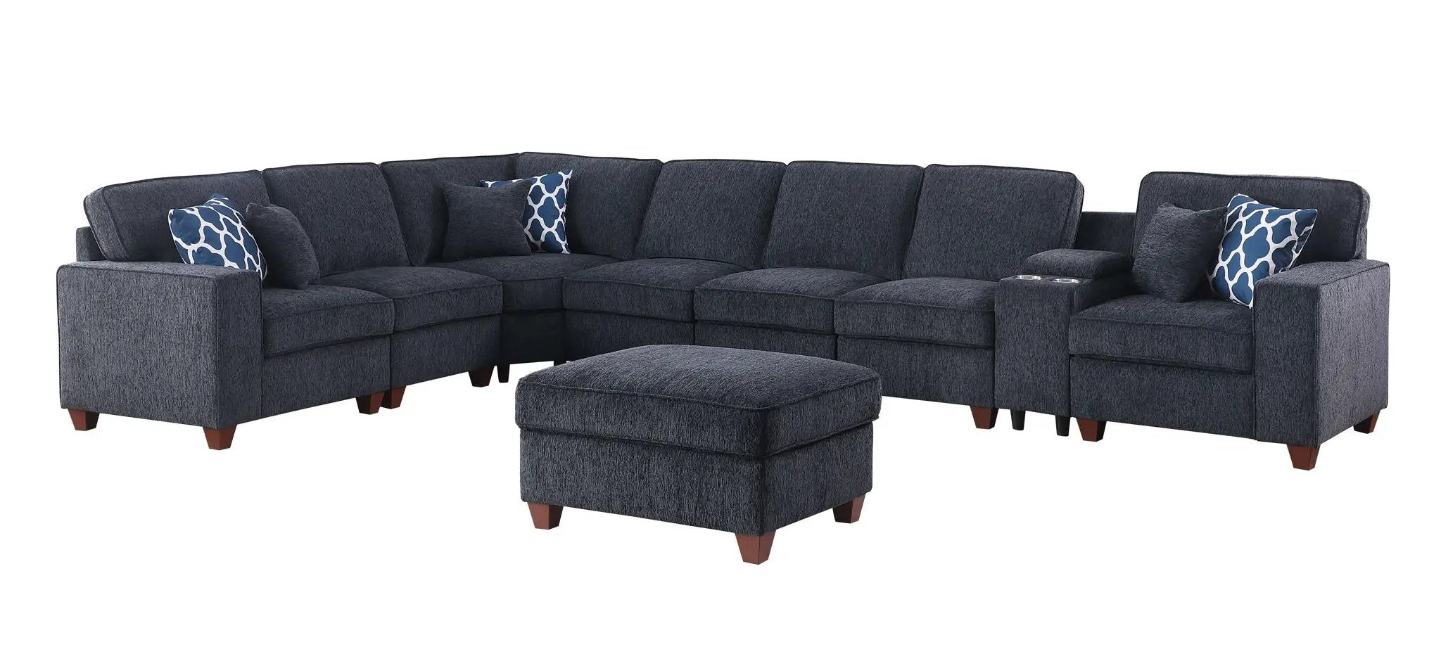 Lily - Sectional Sofa With Ottoman - Black by HouseOfZazla