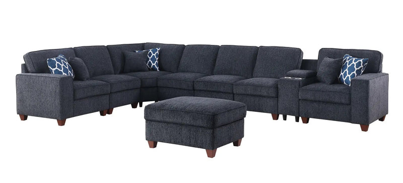Lily - Sectional Sofa With Ottoman - Black by HouseOfZazla