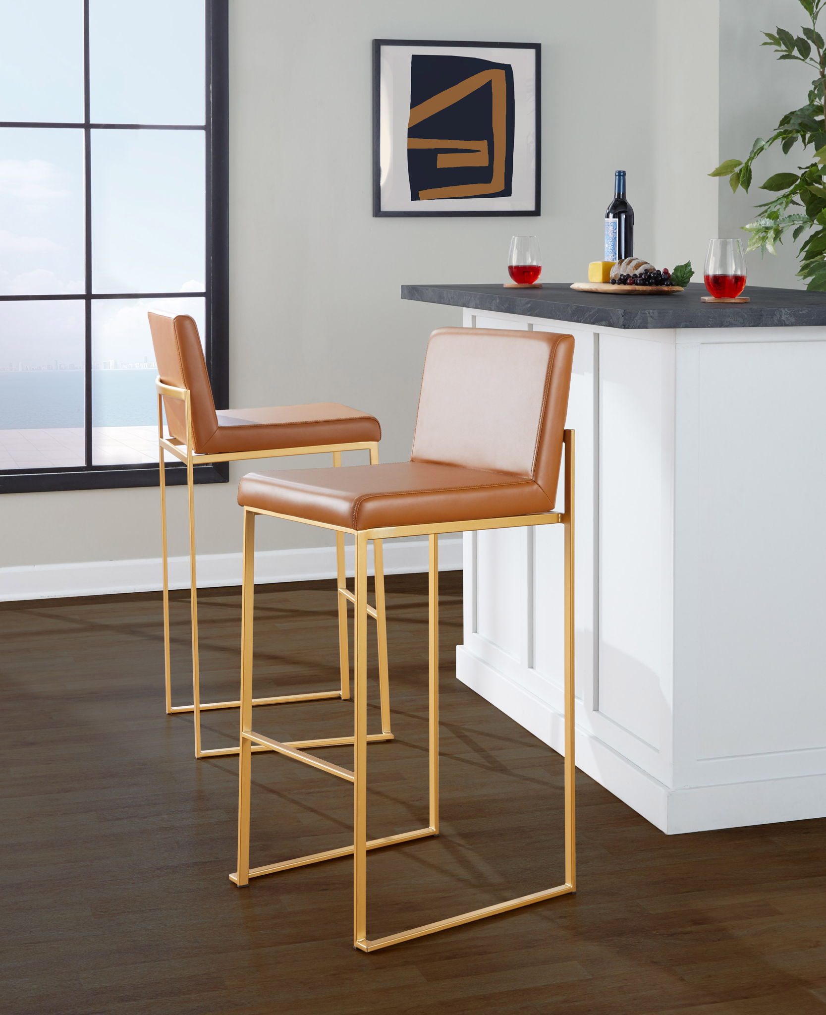 Fuji - Contemporary Design High Back Barstool by Unique Piece Furniture