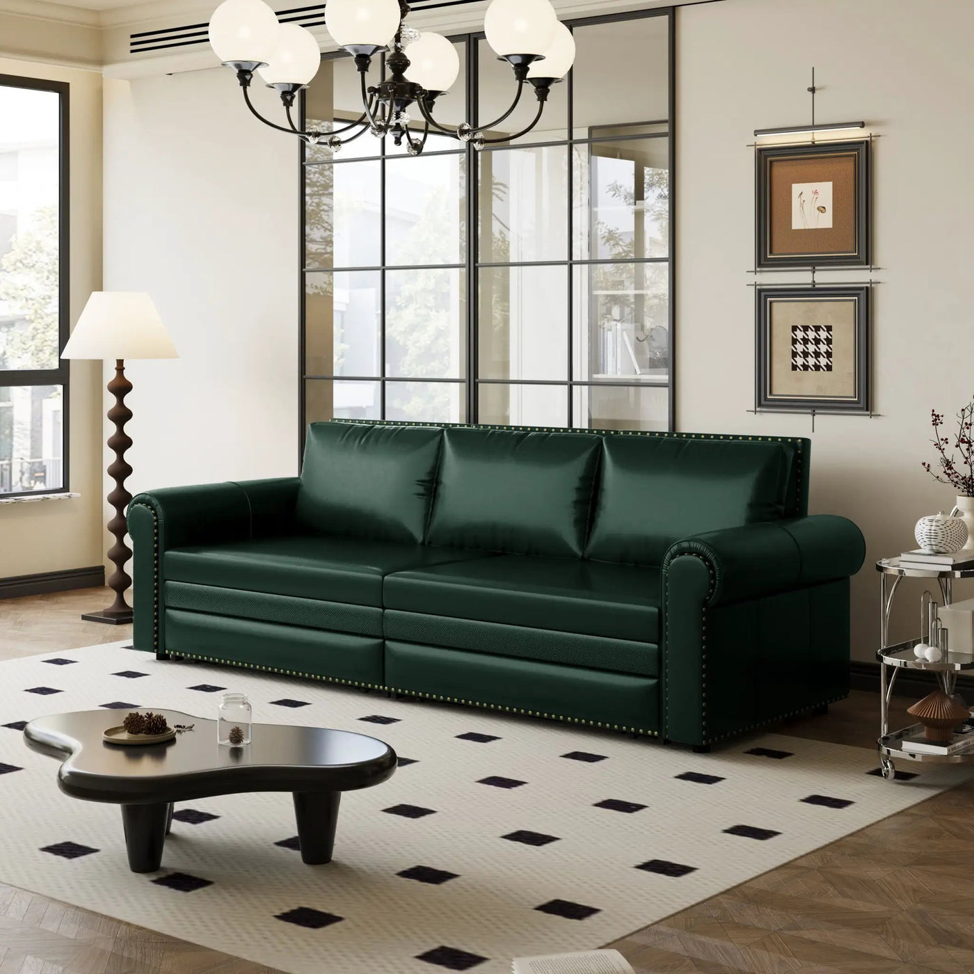 3 In 1 Convertible Sleeper Sofa With Nailhead Trim & Rolled Arm by HouseOfZazla
