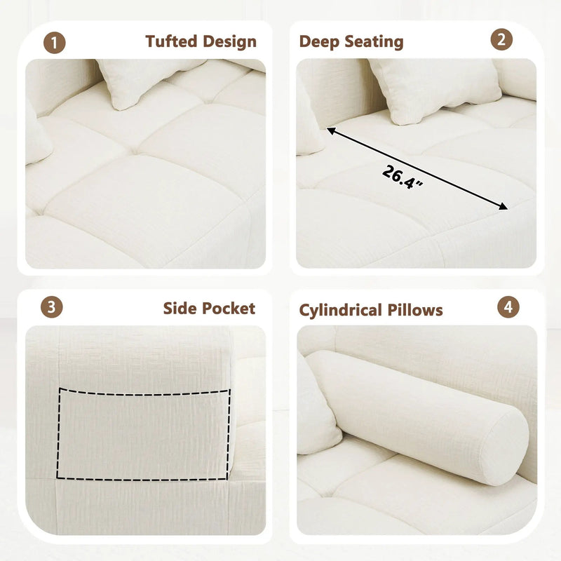 Sectional Free Combined Sofa With 2 Side Pockets