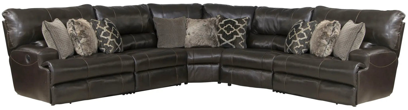 Como - 5 Piece Italian Leather Match Reclining Sectional by Unique Piece Furniture