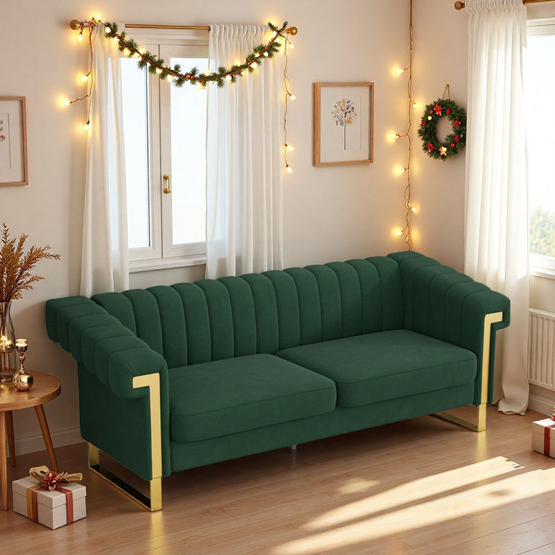 FX-P81-RG2 Retro Velvet 3-Seater Sofa by HouseOfZazla