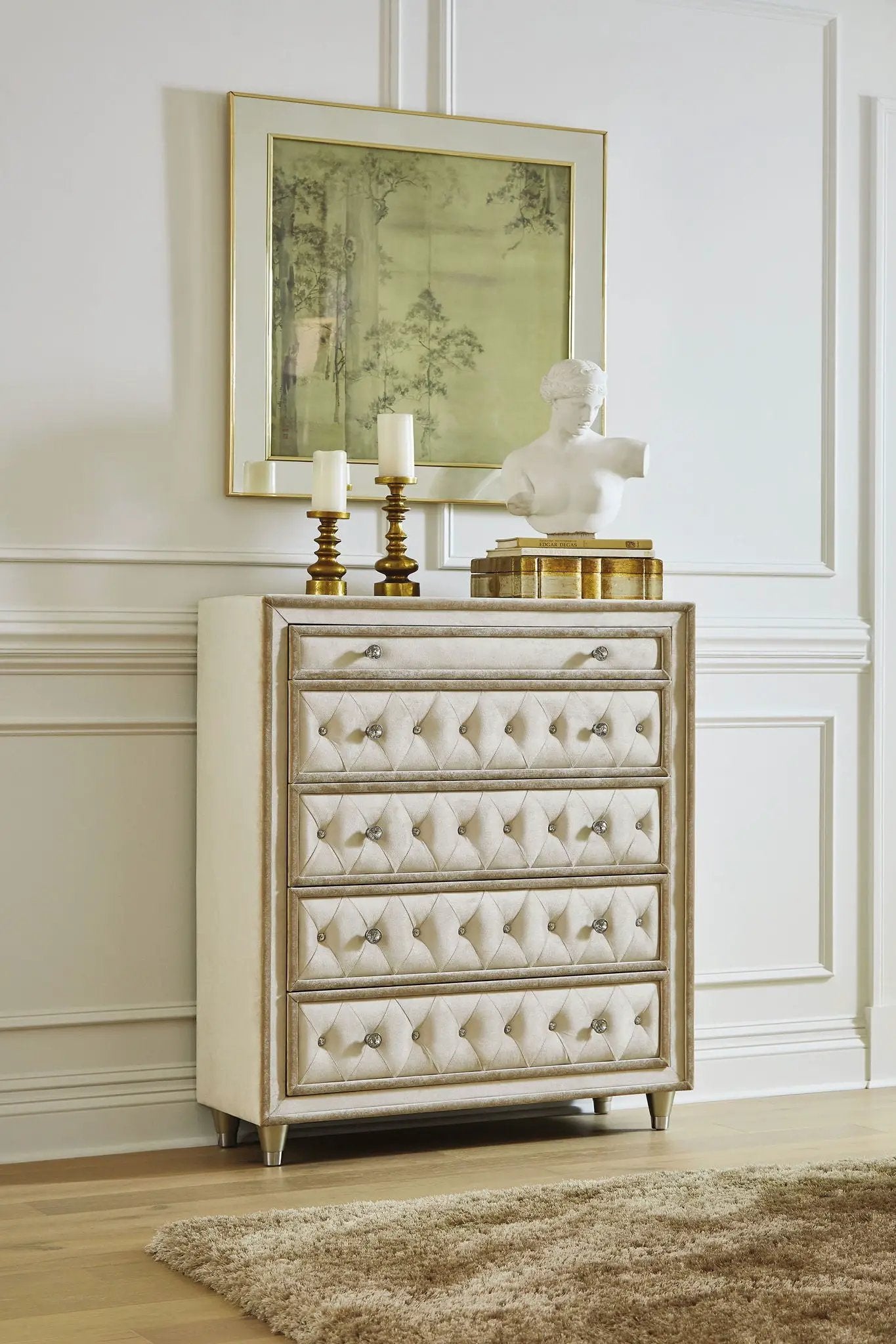 Antonella 5-drawer Bedroom Chest Ivory and Camel by Unique Piece Furniture