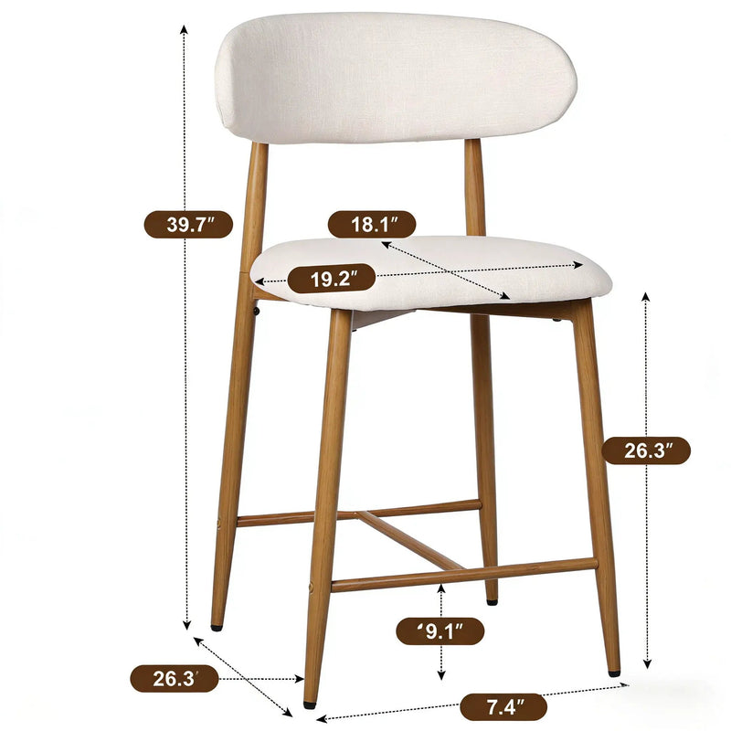 Upholstered Counter Height Bar Stools For Kitchen Island (Set of 2) - Beige by HouseOfZazla
