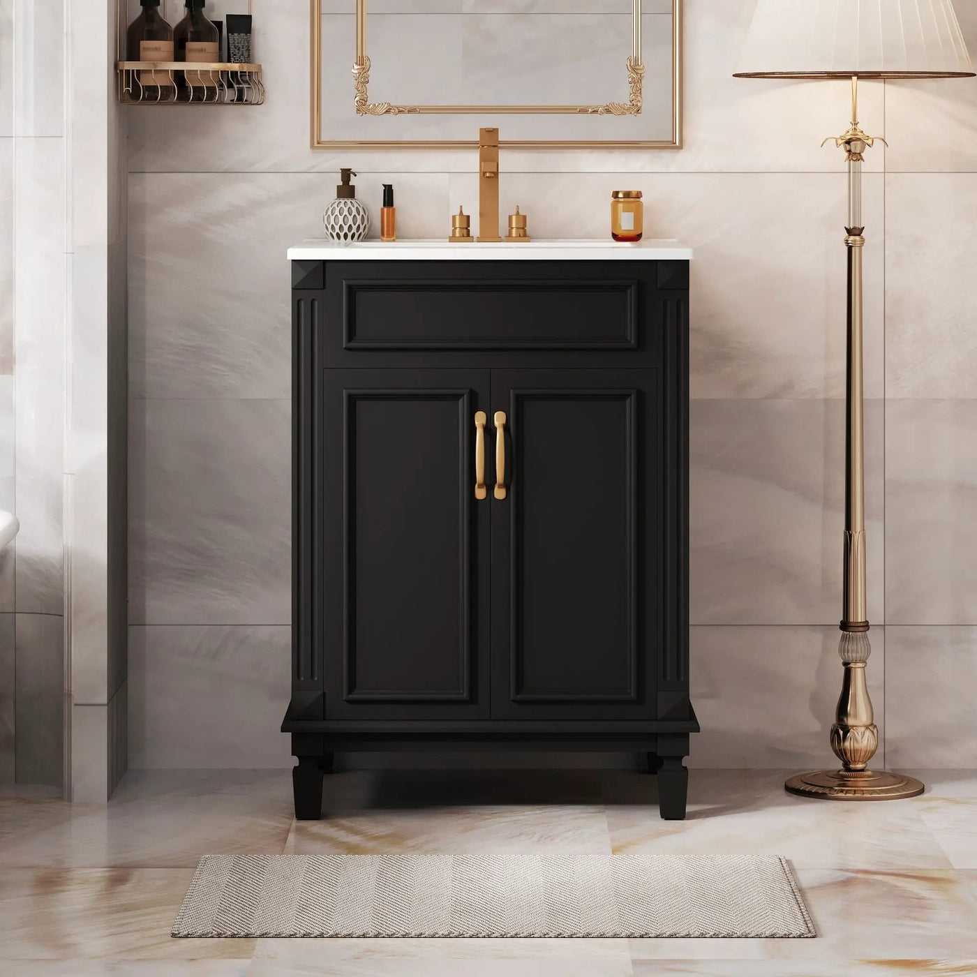 Bathroom Vanity With Top Sink, Cabinet With 2 Soft Closing Doors by Unique Piece Furniture