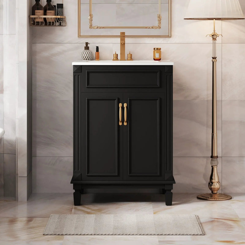 Bathroom Vanity With Top Sink, Cabinet With 2 Soft Closing Doors by Unique Piece Furniture