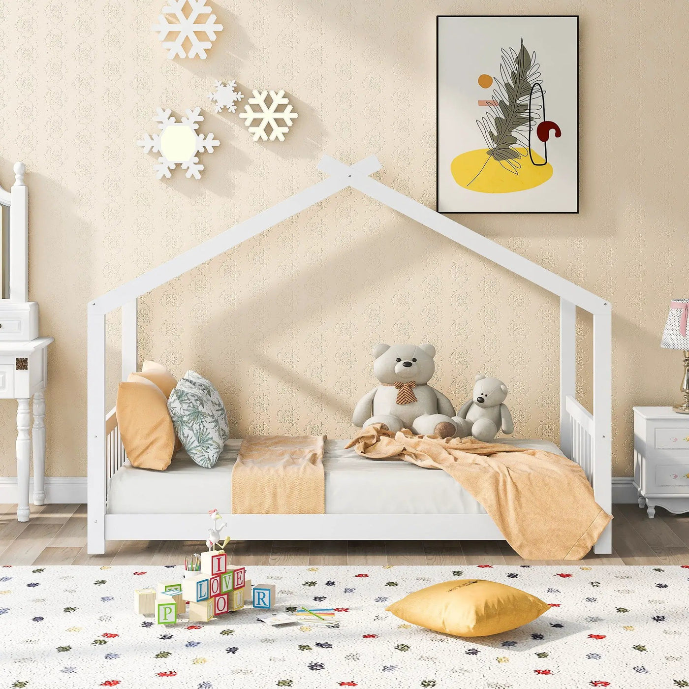 House Platform Bed With Headboard And Footboard, Roof Design by HouseOfZazla