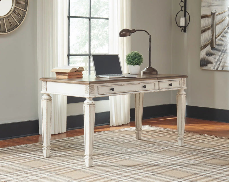Realyn - Home Office Lift Top Desk - White / Brown by Unique Piece Furniture