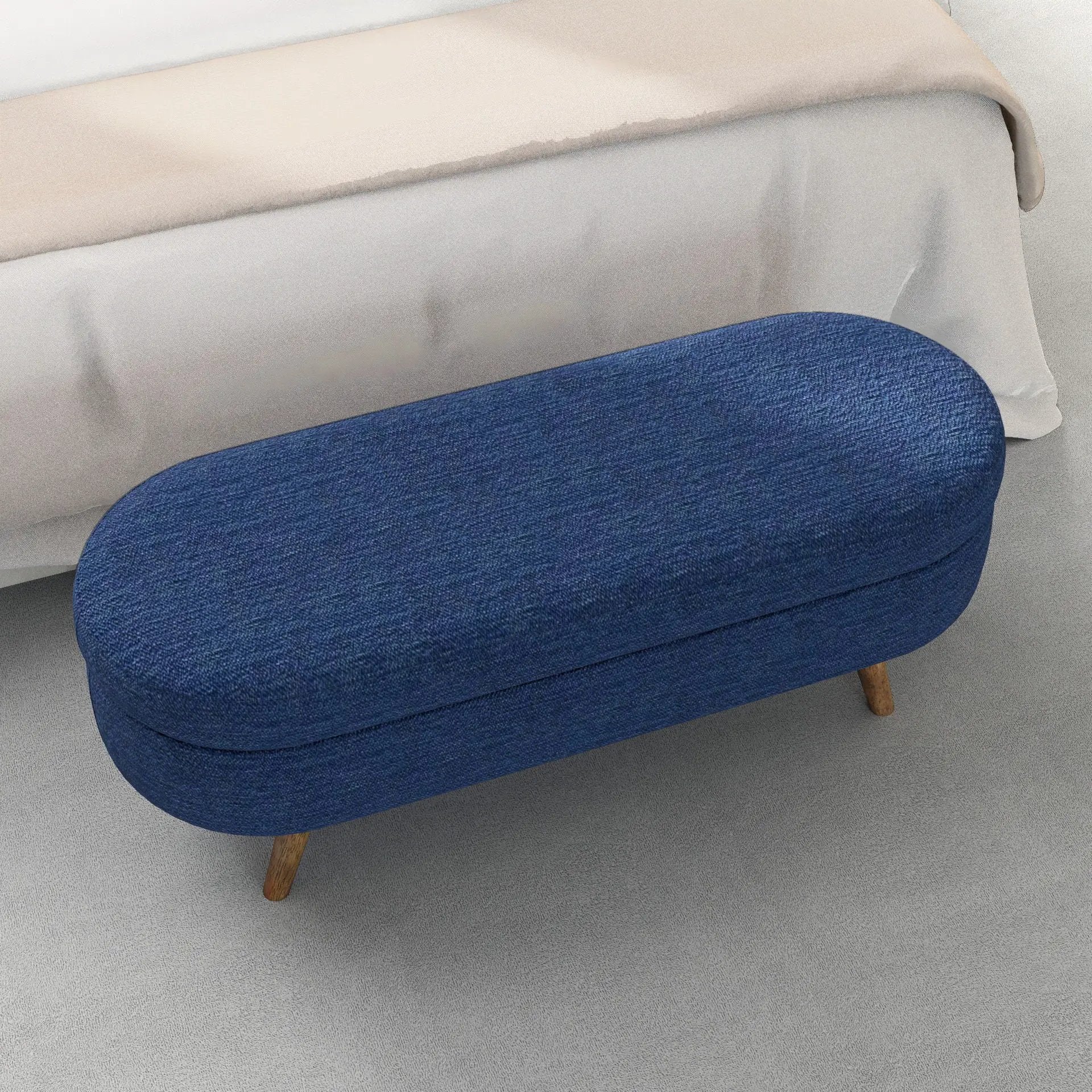 Ottoman Oval Storage Bench with Rubber Wood Legs by HouseOfZazla