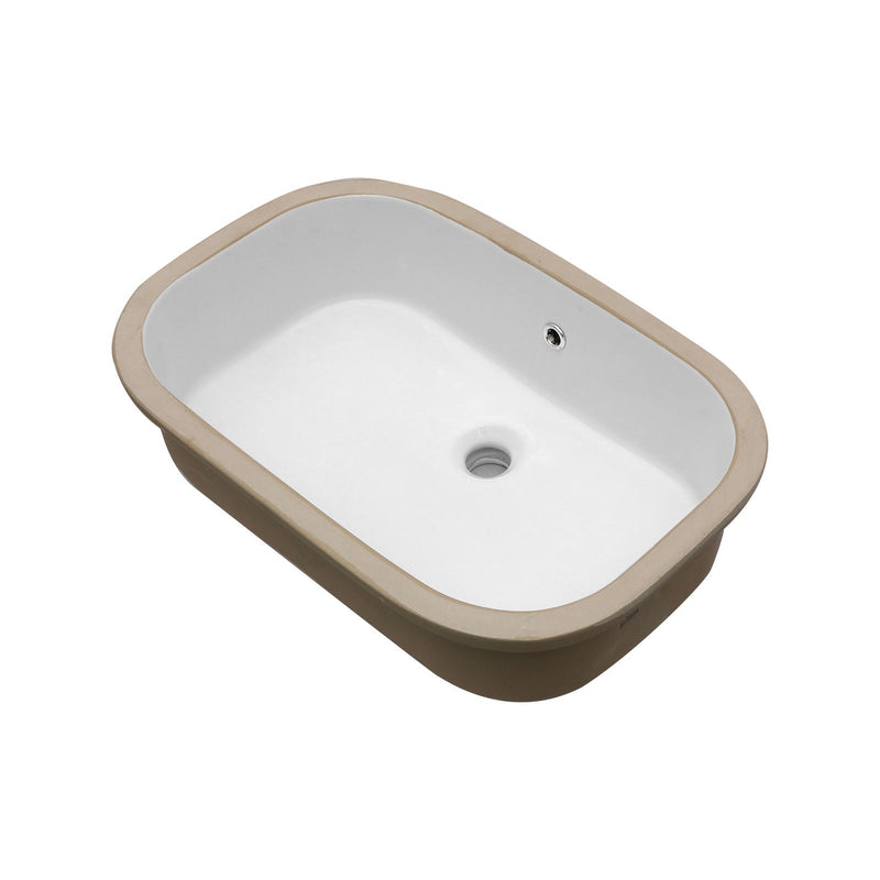 Undermount Bathroom Sink 22" X 15.25" With Overflow Sleek, High Temperature Fired, Stain Resistant, Smooth Polished Surface - White by HouseOfZazla