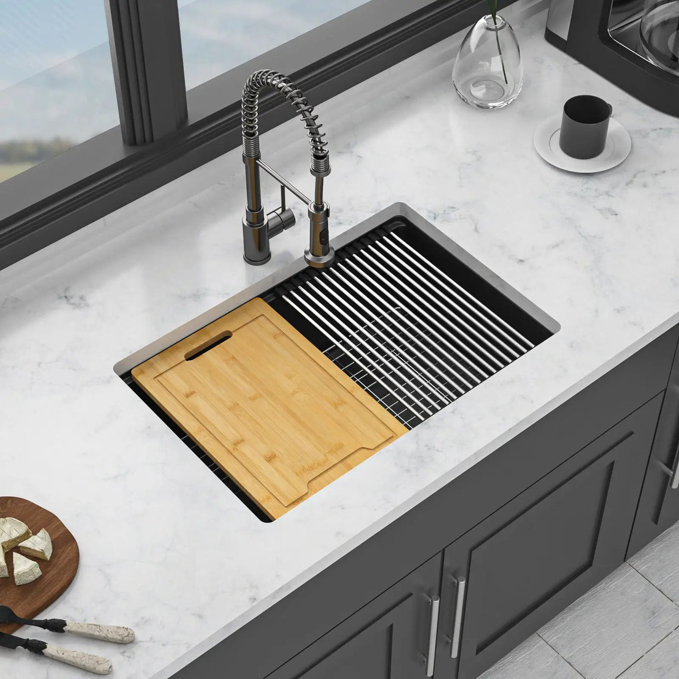Quartz Kitchen Sink, Granite Composite Workstation Undermount by HouseOfZazla