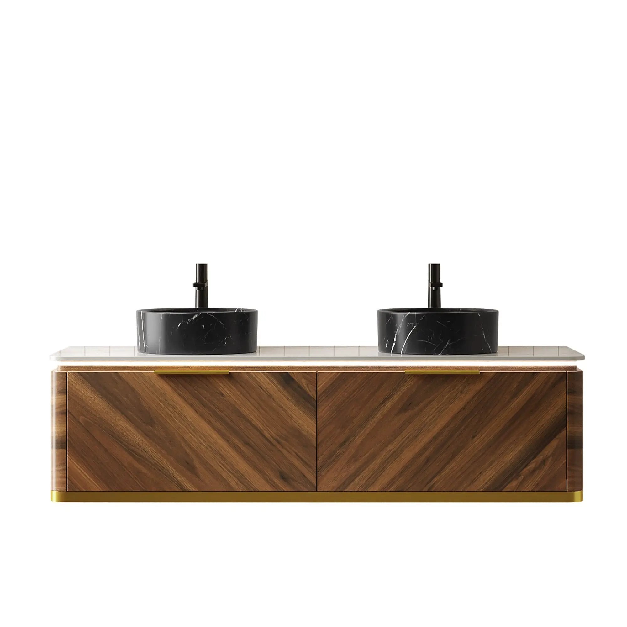 DIPA 60" Bathroom Vanity & Sinks, Floating Plywood Storage Cabinet by HouseOfZazla