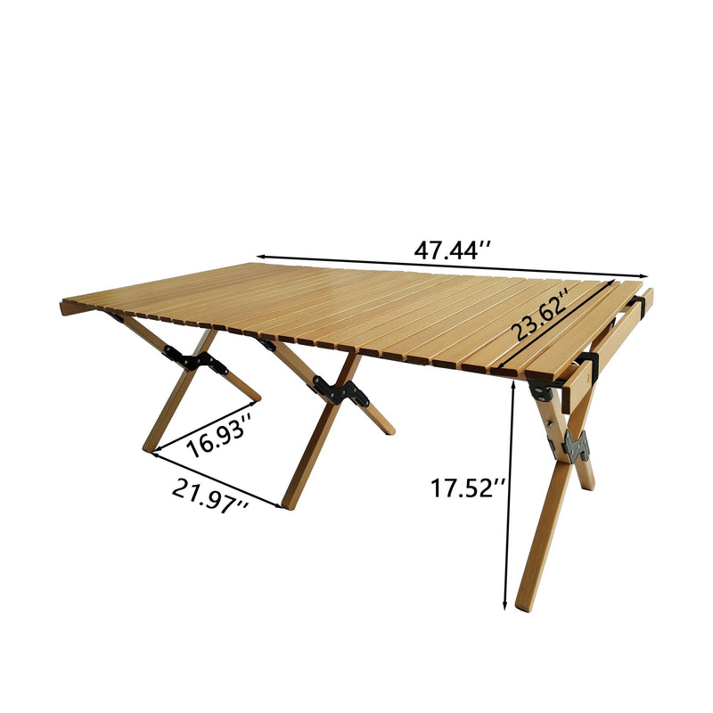 Multi-Function Wooden Foldable Portable Patio Dining Table, Indoor And Outdoor Universal - Natural by Unique Piece Furniture