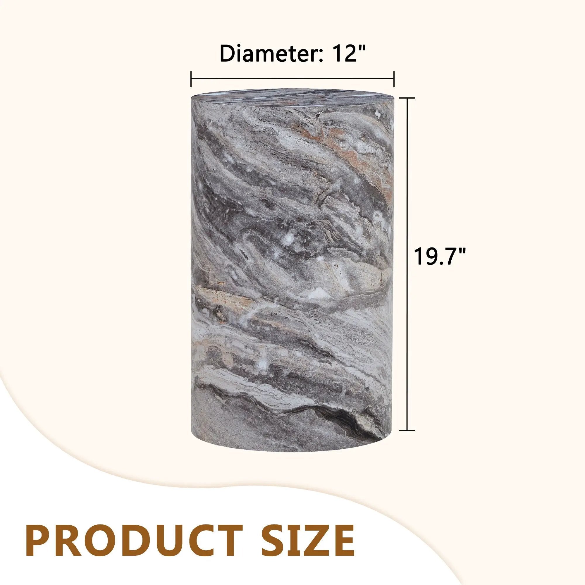 Simple Marble Textured Cylindrical Coffee Table Material - Gray by HouseOfZazla