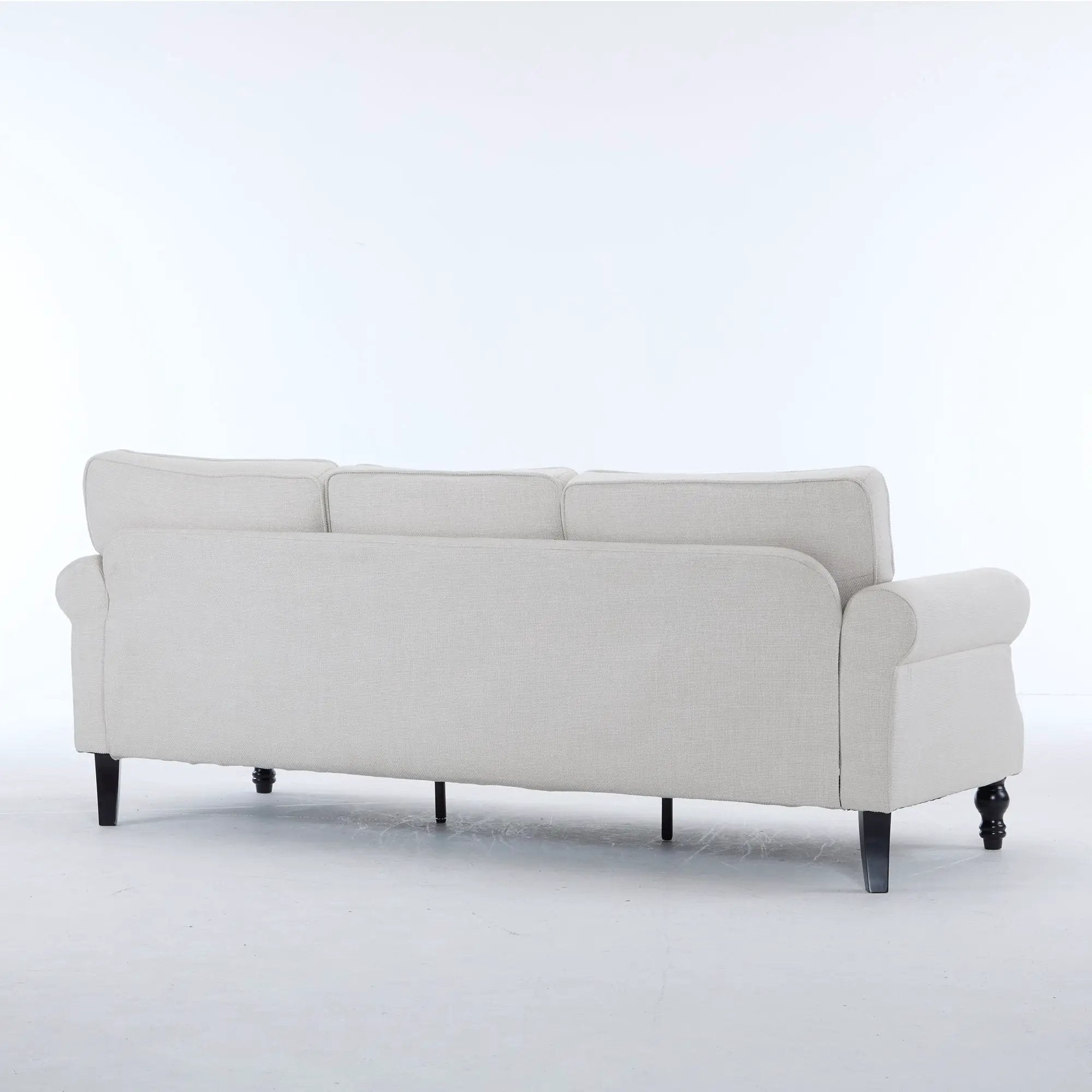 83 Inch Faux Leather Rolled Arm Sofa with Nailhead Trim by HouseOfZazla
