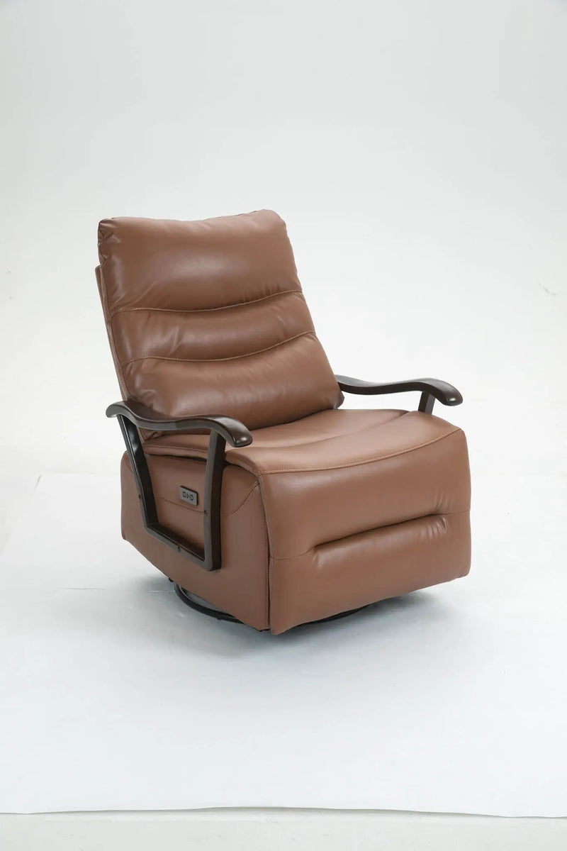 Swivel Rocker Recliner Power Glider Chair With Solid Wood Armrests, Extra Wide Reclining Sofa Chair Upholstered Living Room Single Sofa by HouseOfZazla