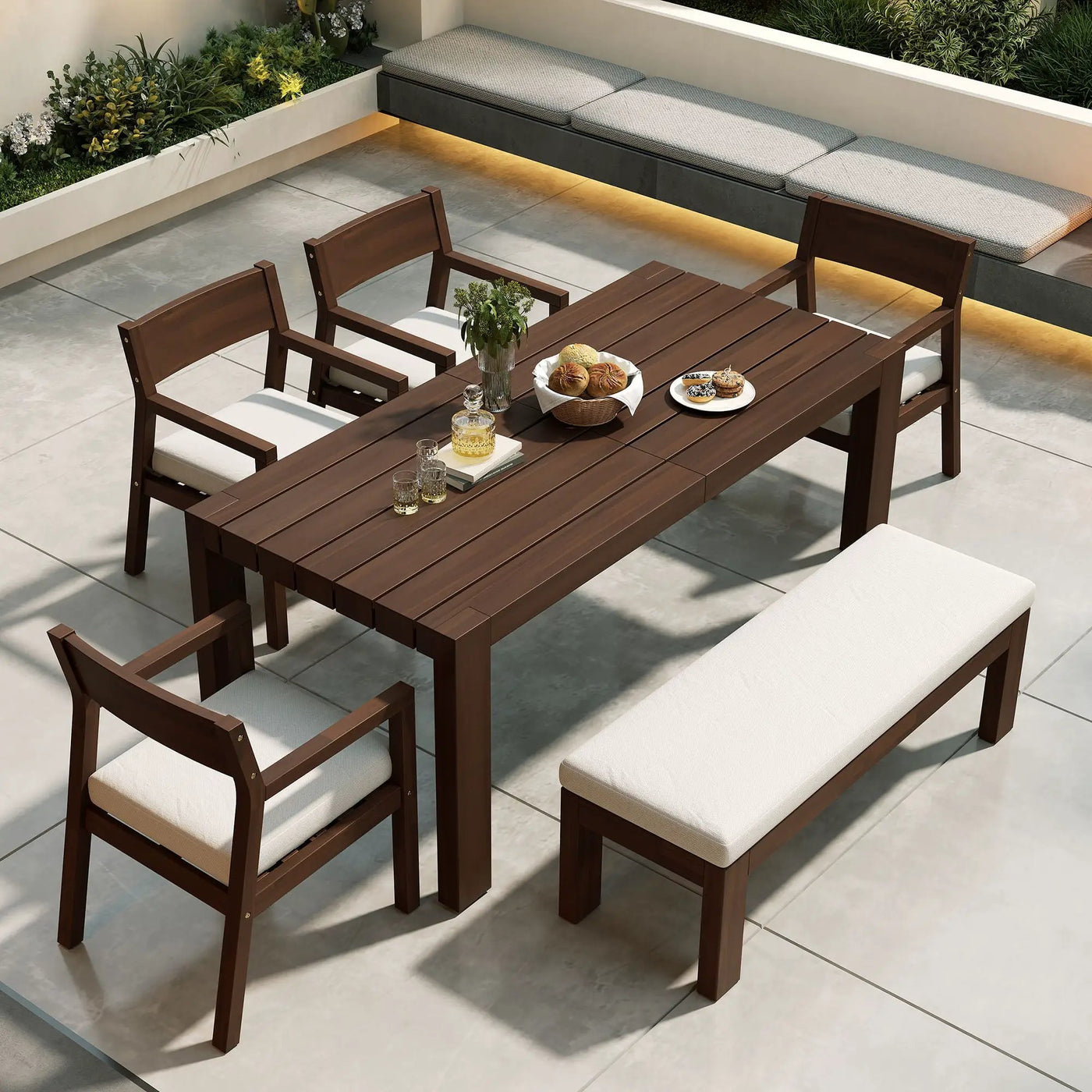 Outdoor Dining Set Rectangular Table With Umbrella Hole by Unique Piece Furniture
