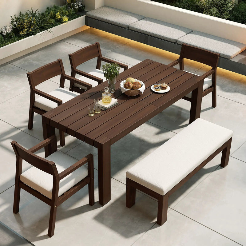 Outdoor Dining Set Rectangular Table With Umbrella Hole by Unique Piece Furniture